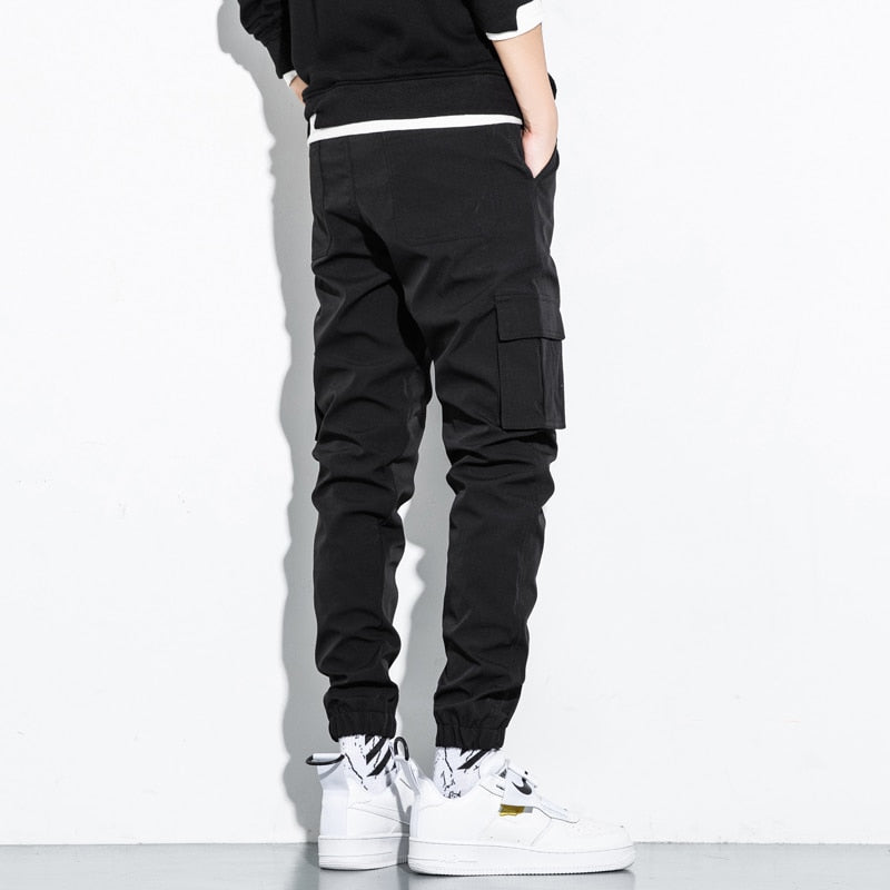 Men Cotton Cargo Pants Plus Size Sports Drawstring Fashion Casual