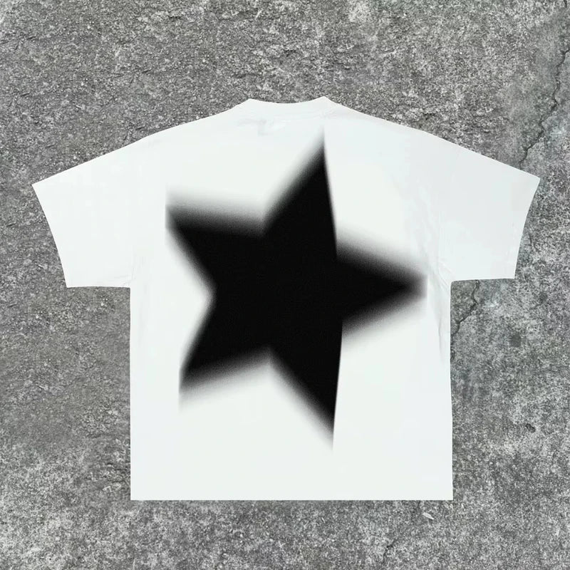 Y2K Vintage Hip Hop Star Print Graphic Women T-Shirt Short Sleeves Streetwear