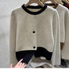 Womens Colorblock Cardigan Sweater Cozy Knit Oversized Fall Jacket