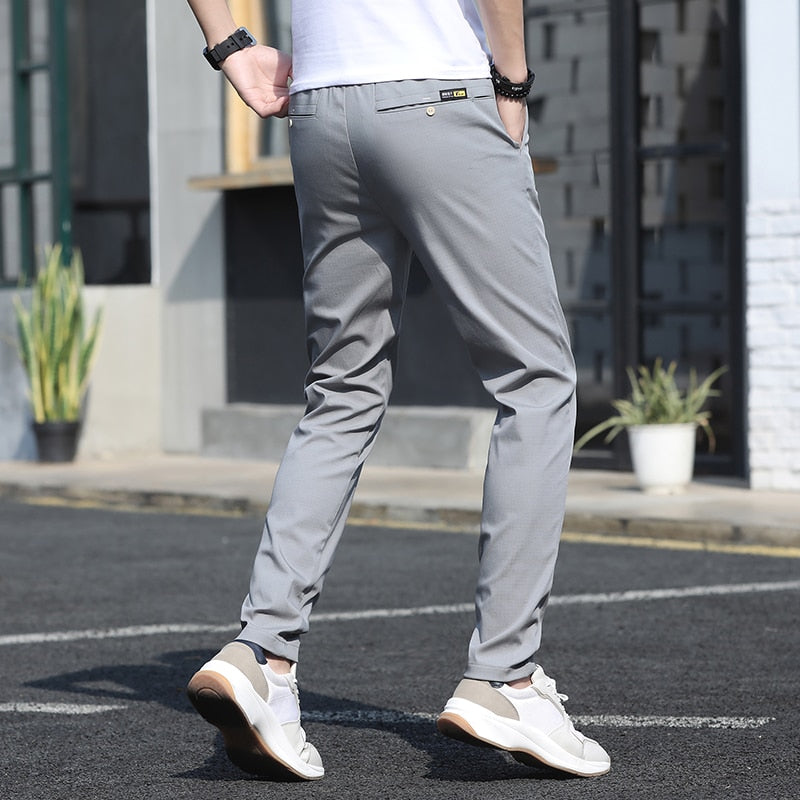 Men Pants Slim Straight Stretch Classic Trousers Spring Autumn Pant High quality - xinnzy