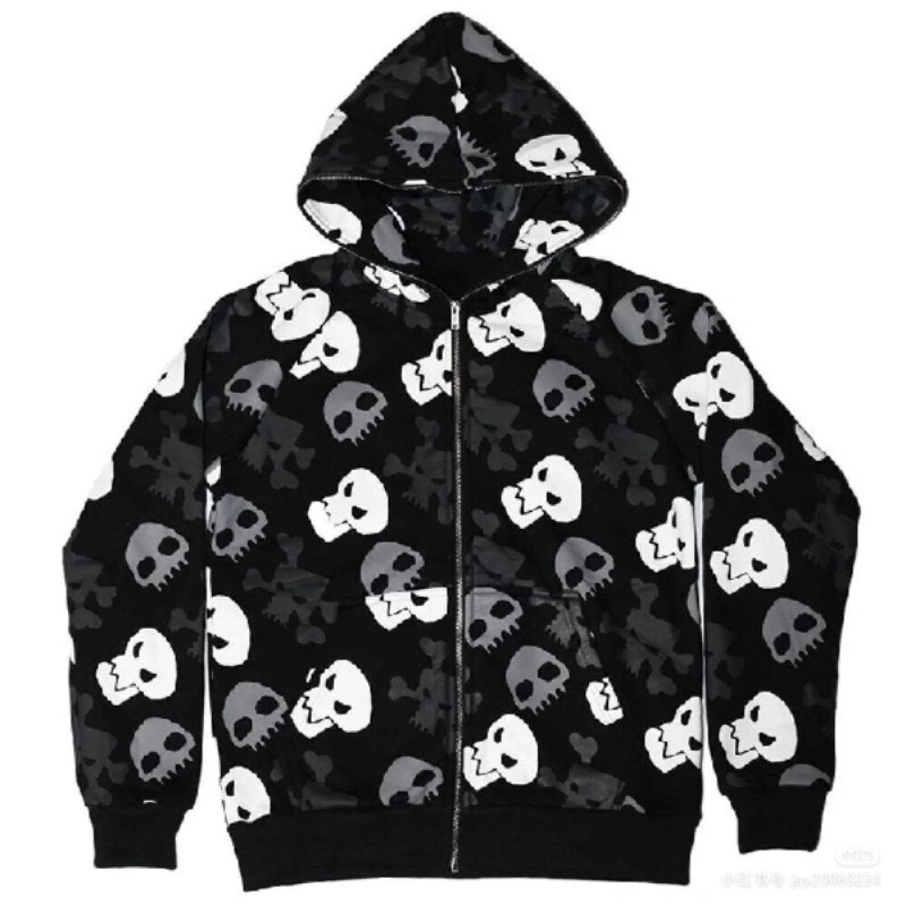 Kapuzenpullover New Baggy Skull Print Hoodie Damen