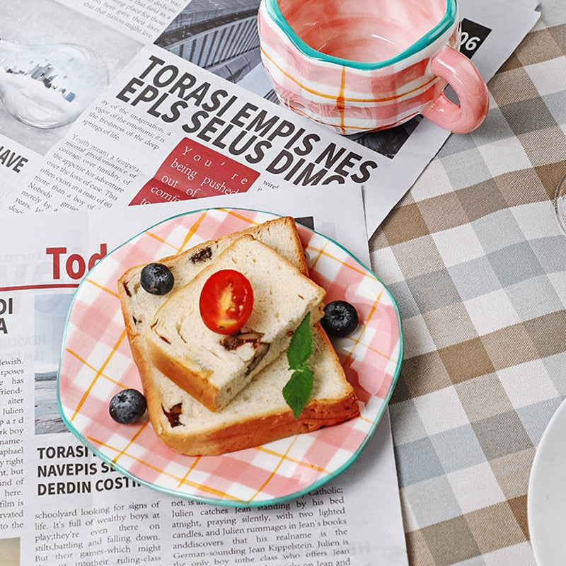 Blumen-Keramik-Kaffeetasse mit Untertasse, Heim-Frühstücksgriff-Tasse