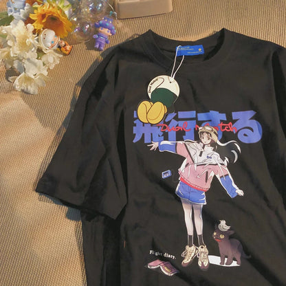 Y2k Harajuku Japanischen Anime Cartoon Druck T-shirt High Street