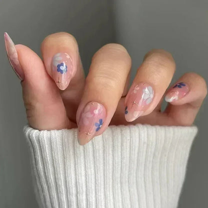 Summer Floral Short Fake Nail Tips