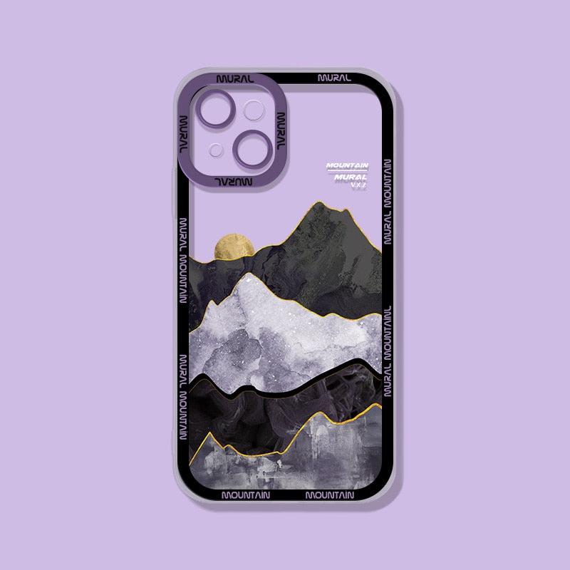 Mountain Mural Scenery Soft Silicone Case for iPhone