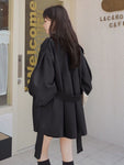 Korean Fashion Top Windbreaker Coat Female Solid Color Loose Lantern Sleeve Women Coat