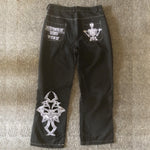 Men's Y2K Embroidered Wide Leg Jeans Hip Hop Streetwear Cargo Pants