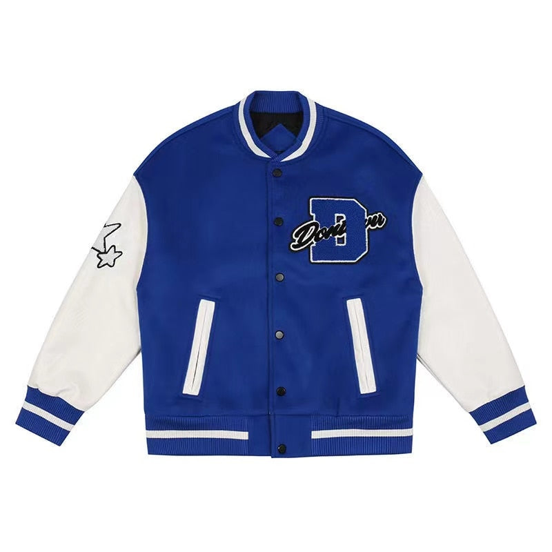 Herren Bomberjacke American Retro Letter Stickerei