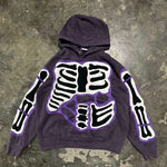 Y2K Baggy Street Hip Hop Casual Loose All-Match Pullover Hoodies Goth Purple Ripped