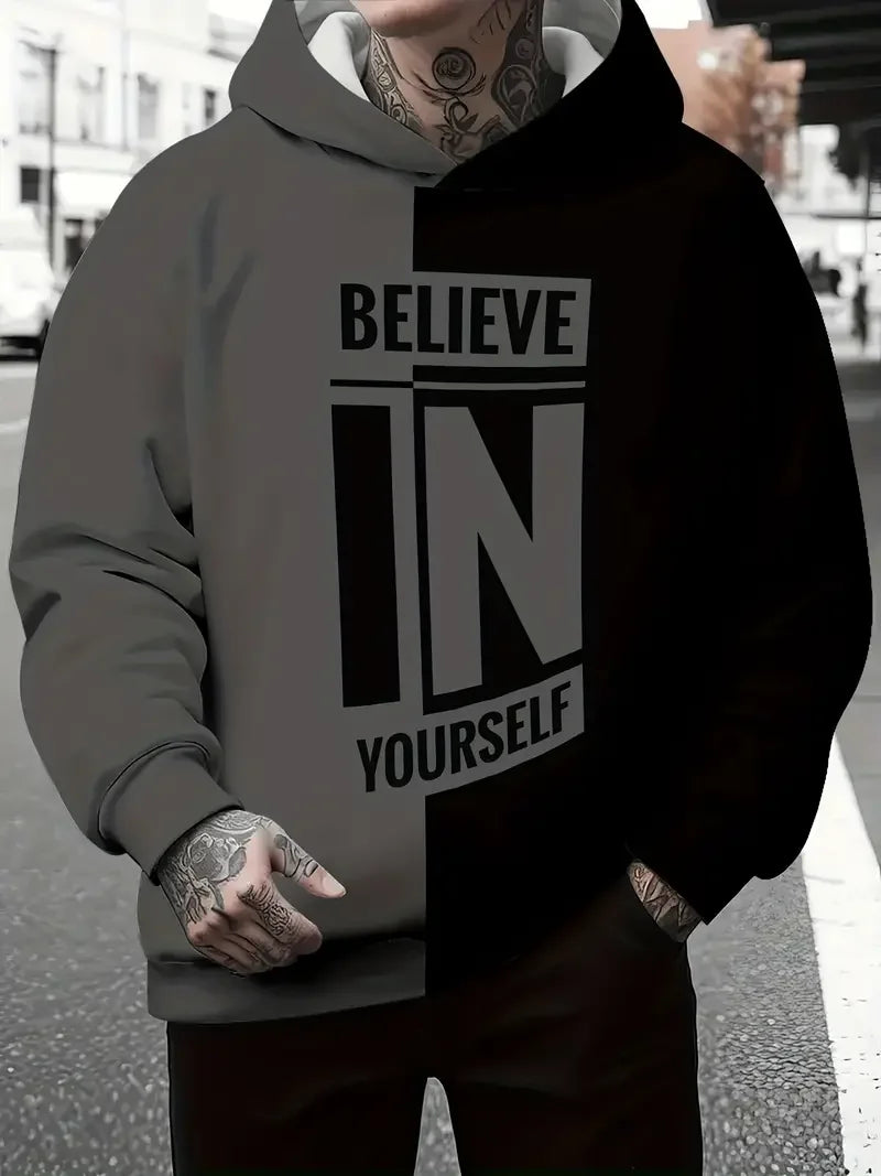 Men's 3D Color Block Print Sweatshirts Harajuku