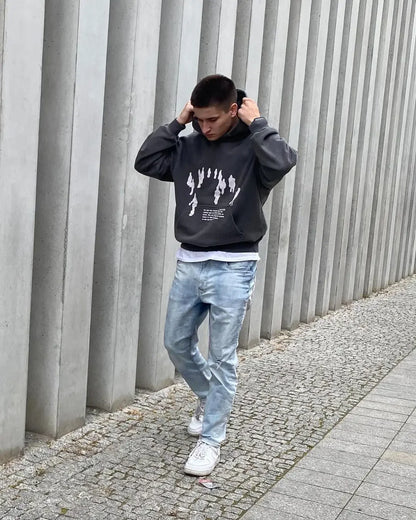 Y2K 2023 American New Print Hoodie Casual Couple Streetwear Women's