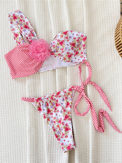 Women's 3D Floral Bikini: Two-Piece Splicing Swimwear