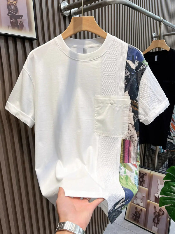 Casual Patchwork Color Block Loose Short Sleeve T-Shirt