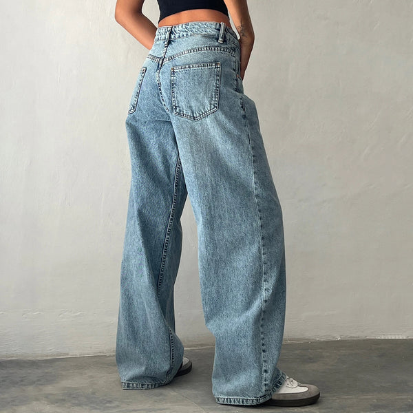 Y2K Baggy Jeans Women Low Rise Straight Leg Streetwear Denim