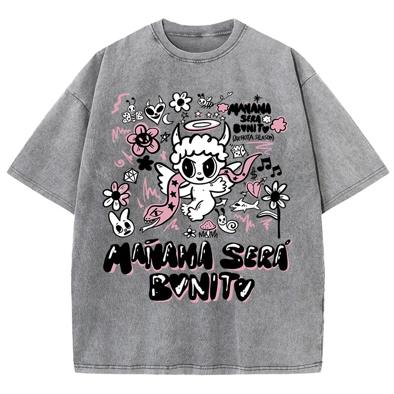 Devil Angel Snake Print Women's Summer Shirt Vintage Breathable Streetwear