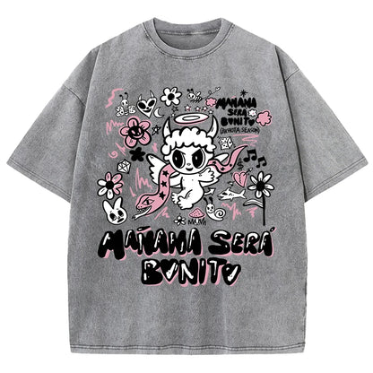 Devil Angel Snake Print Women's Summer Shirt Vintage Breathable Streetwear