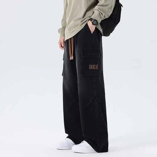 High Waist Baggy Jeans with Pockets Retro Cargo Street Style