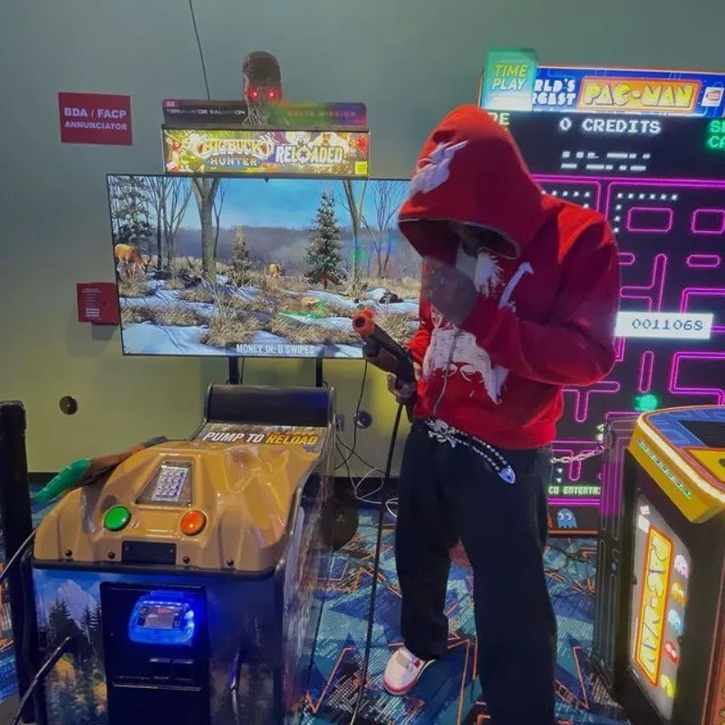 Y2K Cartoon Print Hoodies Women High Street Harajuku Vintage Oversized