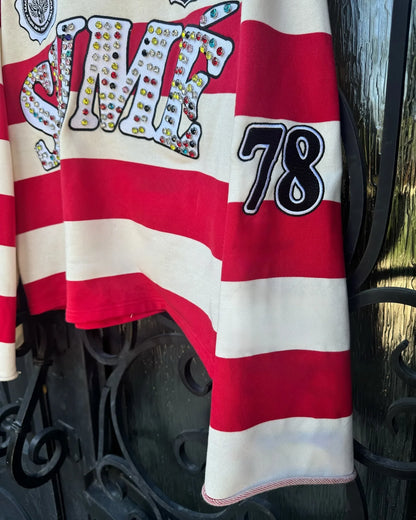 Retro Y2K Polo Shirt Men Long Sleeve Embroidery Stripe Hip Hop Top