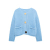 Women's Knit Cardigan Sweater - Gold Buttons & Patch Pockets