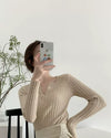 V Neck Base Layer Sweater Women Long Sleeve Slim Knit Fall Winter