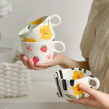 Hand Painted Ceramic Strawberry Lemon Coffee Mug