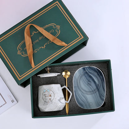 Ceramics Mugs With Lid Coffee Cup Usb Coaster Warmer Pad Constant