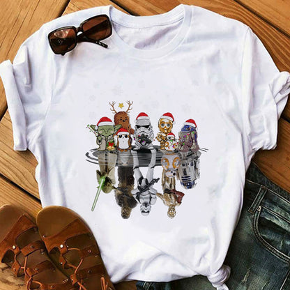 Lustiges süßes Weihnachts-T-Shirt für Damen mit Cartoon-Aufdruck