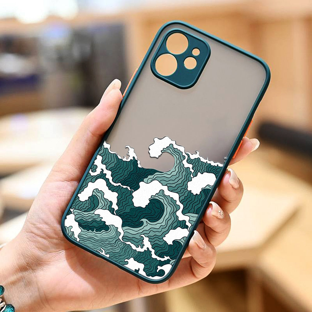 Fashion Great Blue Wave Clear Phone Case For iPhone Hard Matte