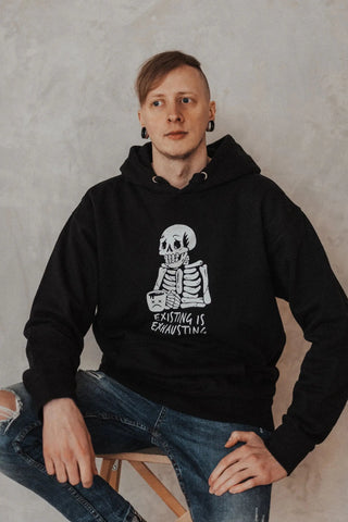 Gothic Print Totenkopf Hoodie Herren