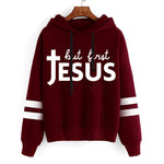 Women's Jesus Print Hoodie Aesthetic Graphic Lettering, Vintage Quotes, Long Sleeve Streetwear