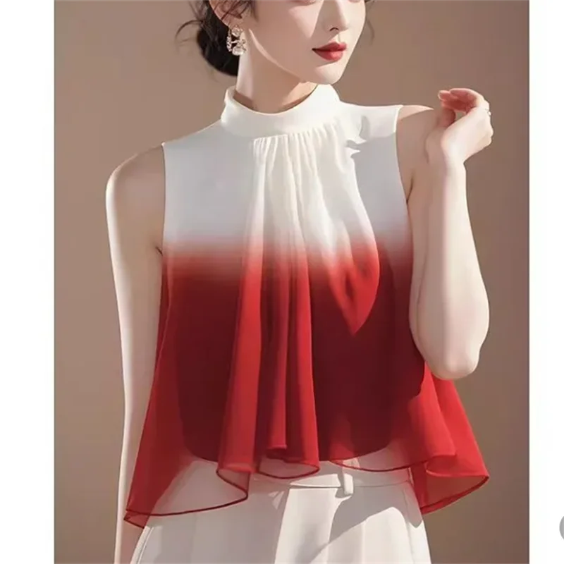 Sleeveless Halter Pleated Blouse – Summer Top for Women