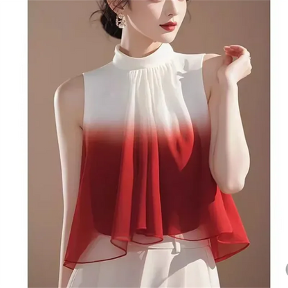 Sleeveless Halter Pleated Blouse – Summer Top for Women