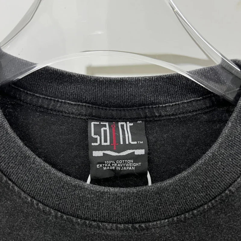 Oversized Saint T-Shirt Men Women Vintage Letter Print Streetwear