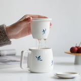 255ml Reine Handgemalte Schmetterling Orchidee Kunst Keramik Tee Tasse