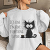 Funny Black Cat Hoodie ‘It’s Fine I’m Fine’ Kawaii Sweatshirt for Women