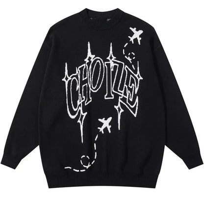 American Autumn Winter Casual Lazy Letter Cartoon Sweater