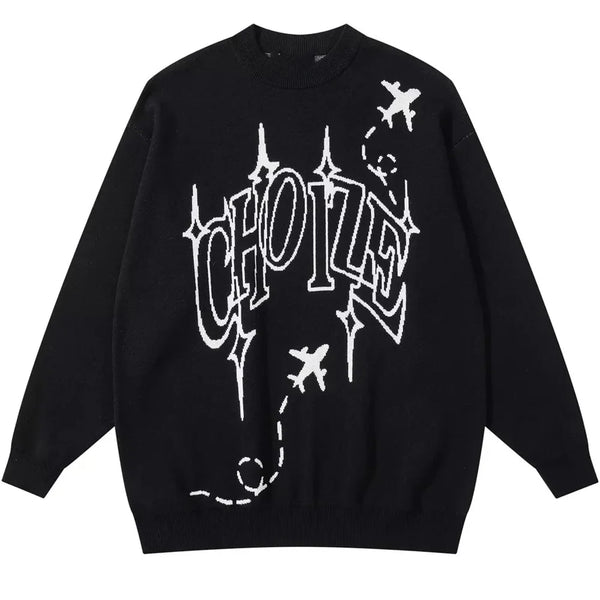 American Autumn Winter Casual Lazy Letter Cartoon Sweater
