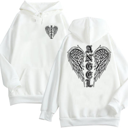 Women Hoodie Y2K Gothic Skeleton Wing Print Oversize