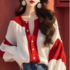 Spring Summer Chiffon Patchwork Blouse Women Loose Vintage