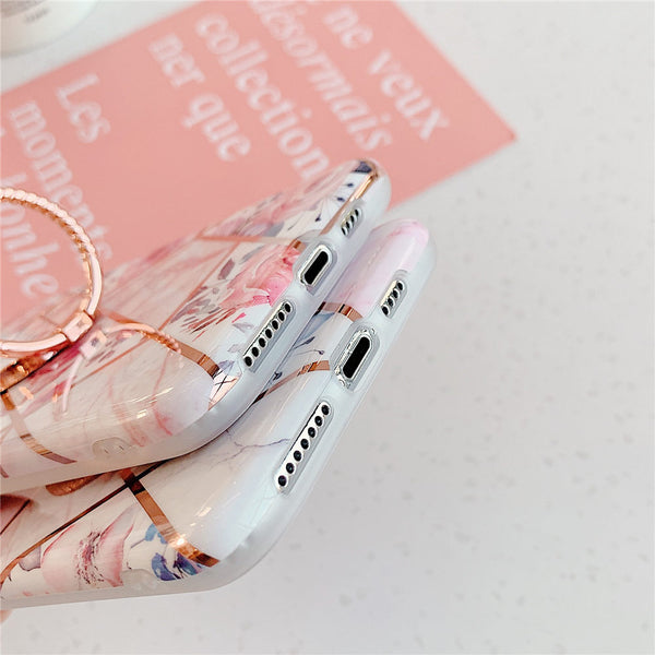 Finger Ring Holder Marble Phone Case For iphone Max Silicone