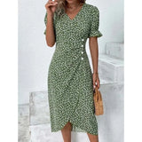 Spring Floral Dress For Women V Neck Long Sleeve