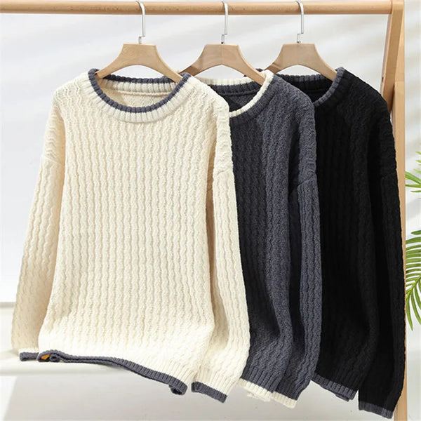 Mens Slim Fit Knit Sweater Crew Neck Pullover Casual Fall Winter