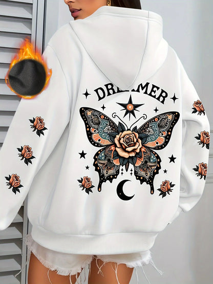 Butterfly Bloom Flower Women Hoodie Soft Warm