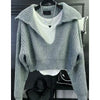 Womens Y2K Knit Sweater Elegant Pullover Long Sleeve Winter Jumper