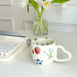 Creative Ceramic Coffee Mug Ins Style Hand Painted Floral Hearts