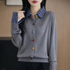 Womens Mock Layered Cardigan Collared Knit Sweater Fall Jacket