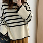 Striped Loose Warm Sweater O-Neck Knitted