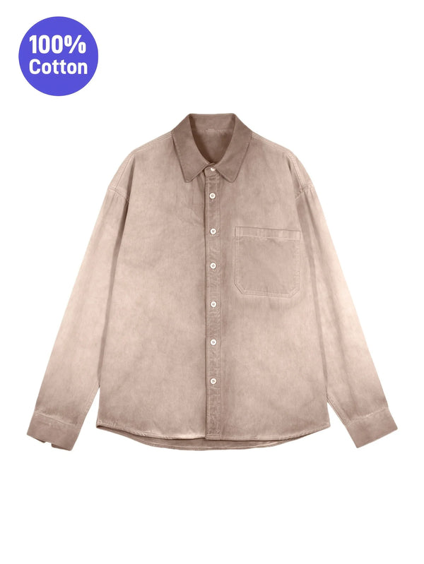 Mens Tie Dye Gradient Shirt Long Sleeve Button Up Streetwear Pocket