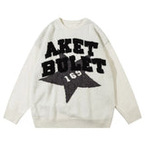 Star Graphic Big Letter Sweater Knitted Jumper Winter Fashion Streetwear